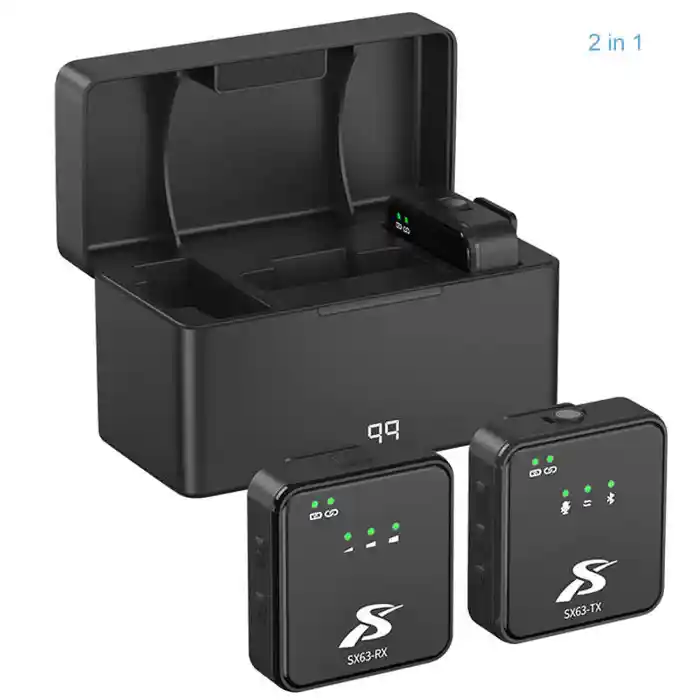 SX63 Collar Wireless Mic Portable Live Streaming Lavalier Mini Lapel Microphone With Charging Case For Mobile Cell Phone Iphone